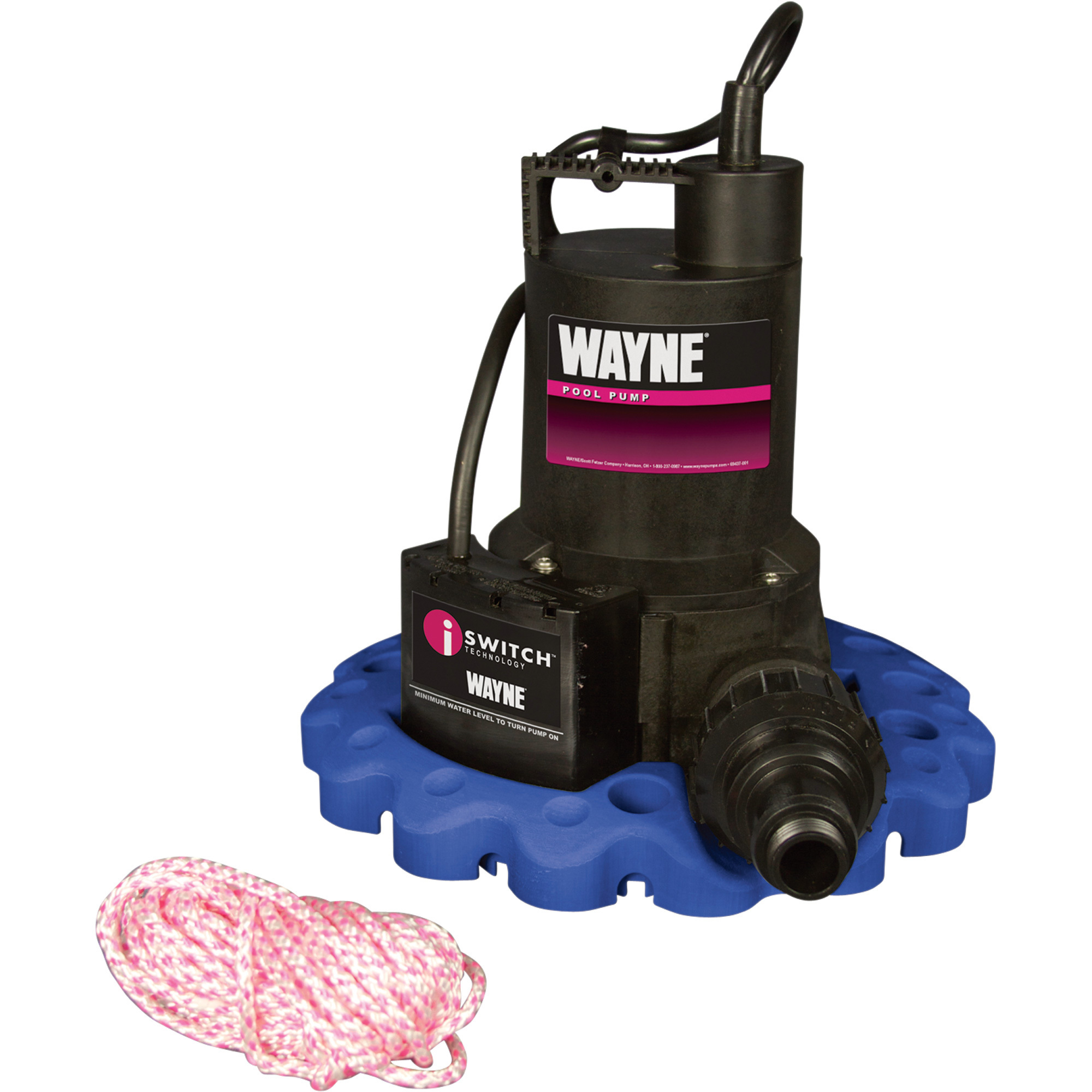 Wayne Self-Priming Automatic Pool Cover Water Pump, 3,000 GPH, 1/4 HP, 3/4in. or 1 1/4in. Ports, Model# WAPC250